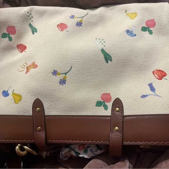 Coach Field Tote Floral w/ Matching Coach Floral Purse, Coach Scarf, & Charm - Picture 13 of 16